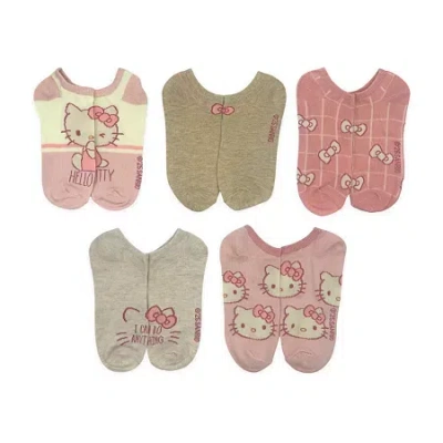 Licensed Properties Womens Breathable Multi-pack 5 Pair Hello Kitty Low Cut Socks In Pink
