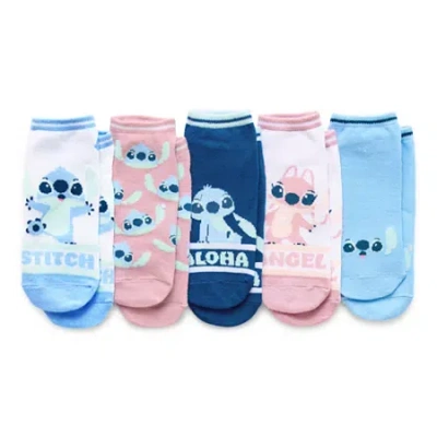 Licensed Properties Womens Breathable Multi-pack 5 Pair Lilo & Stitch Low Cut Socks In Blue