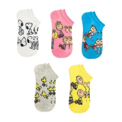 Licensed Properties Womens Multi-pack 5 Pair Peanuts Snoopy Low Cut Socks In Yellow