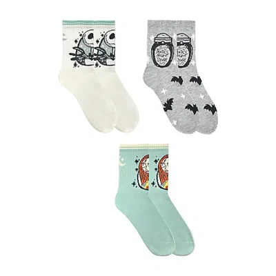 Licensed Properties Womens Multi-pack 3 Pair Nightmare Before Christmas Quarter Ankle Socks In Beige