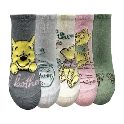 Licensed Properties Womens Multi-pack 5 Pair Winnie The Pooh No Show Socks In Gray