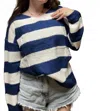 Licosa Women's Gillian Striped Sweater In Blue In Black