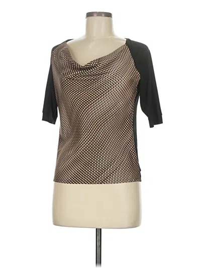 Pre-owned Lida Baday 3/4 Sleeve Top Brown Cowl Neck Tops