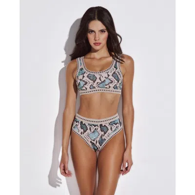 Lida Swimwear Daphne Bikini Crop Top With Crocheted Border In Multi