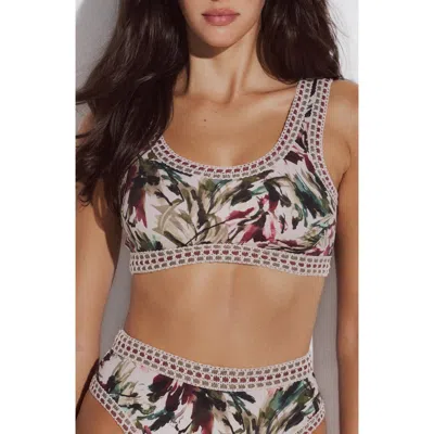 Lida Swimwear Daphne Bikini Crop Top With Crocheted Border In Multi