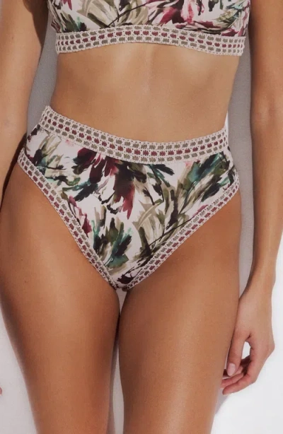 Lida Swimwear Daphne High Waisted Bikini Bottom With Crocheted Border In Multi