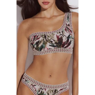 Lida Swimwear Kyma One Shoulder Bikini Top With Crocheted Border In Multi