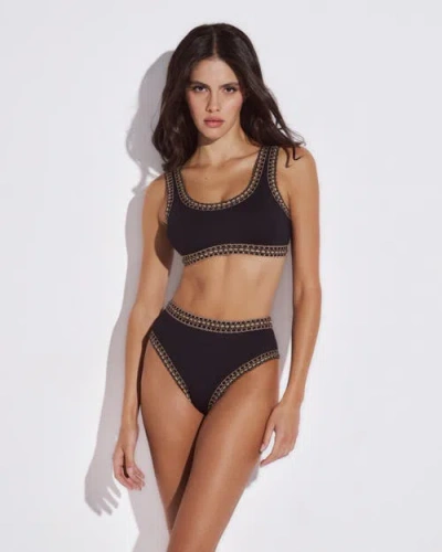 Lida Swimwear Zoe Bikini Crop Top With Crocheted Border In Black