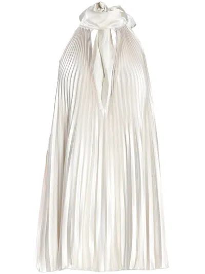 L'idée Opera Mini Pleated Blouse In Champagne