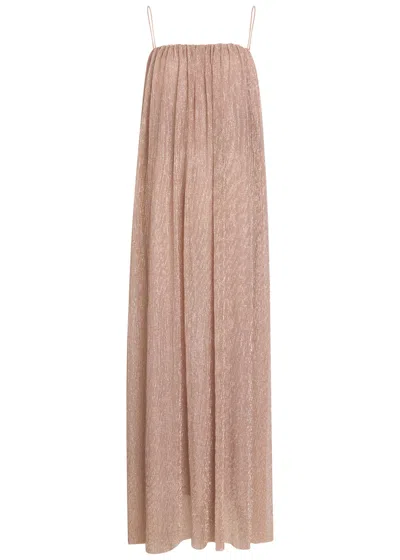 L'idée Amante Metallic-mesh Maxi Dress In Pink