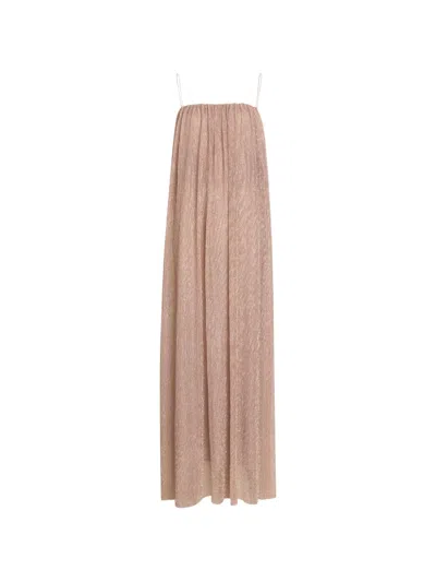 L'idée Amante Pleated Maxi Gown In Brown