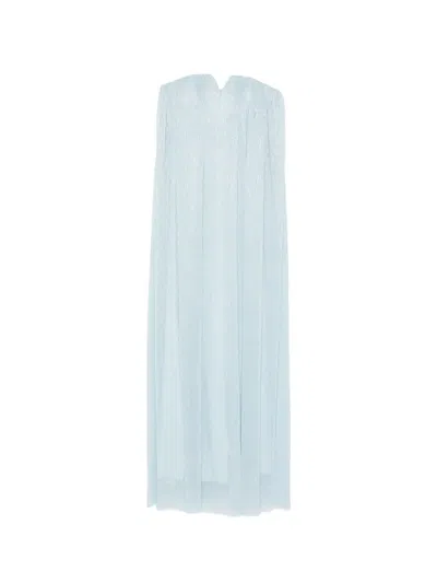 L'idée Aphrodite Pleated V-neck Maxi Dress In Blue