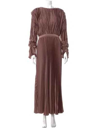 Pre-owned L'idée Bateau Neckline Long Dress In Pink