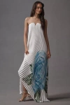 L'idée Black Tie Pleated Gown In White