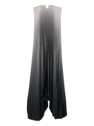 L'idée Black Tie Pleated Ombré Gown In Gray
