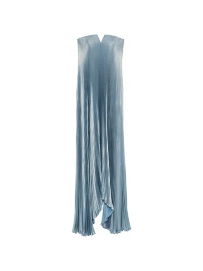 L'idée Black Tie Pleated Strapless Maxi Dress In Blue