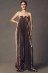 L'idée Black Tie Strapless Maxi Gown In Brown