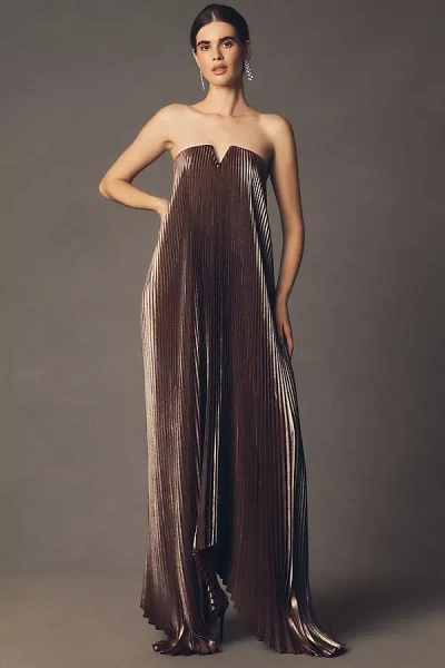 L'idée Black Tie Strapless Maxi Gown In Brown