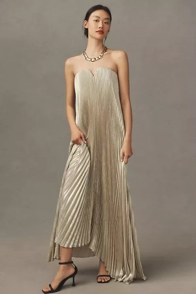 L'idée Black Tie Strapless Maxi Gown In Gold