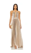 L'idée Opera Halter Cutout Maxi Gown In Desert Shimmer