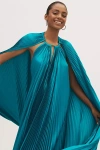 L'idée Boheme Halter Column Keyhole Cape Maxi Dress