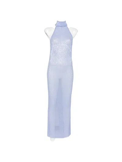 L'idée Casablanca Sequin-embellished Maxi Dress In Blue