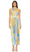 L'idée Printed Opera Gown In Jardin Blue