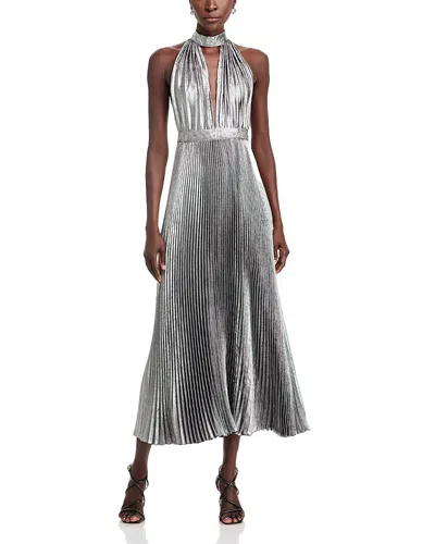 L'idée L'idee Chateau Halter Gown In Gunmetal Shimmer