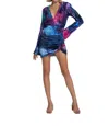 L'idée Costes Sleeved Mini Ddress In Lumiere Navy In Multi