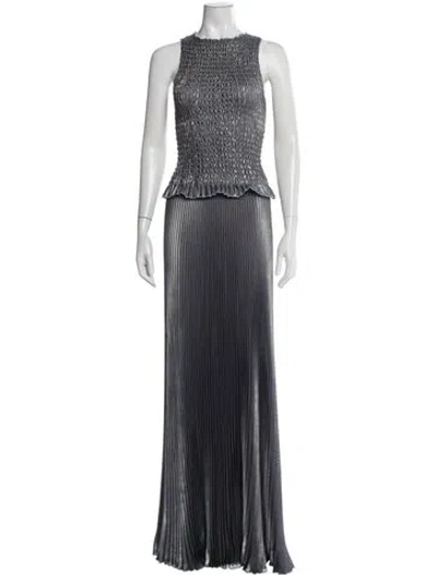 Pre-owned L'idée Crew Neck Long Dress In Blue