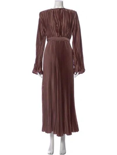 Pre-owned L'idée Crew Neck Long Dress In Brown