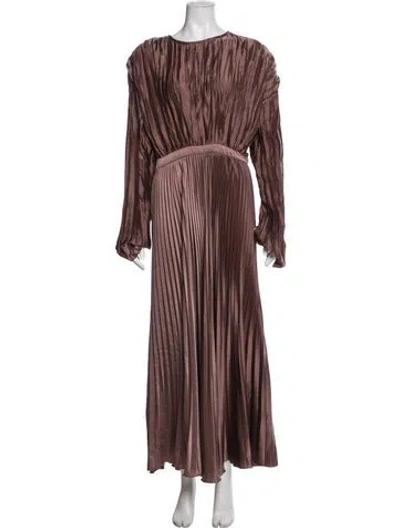 Pre-owned L'idée Crew Neck Long Dress In Brown