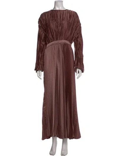 Pre-owned L'idée Crew Neck Long Dress In Brown