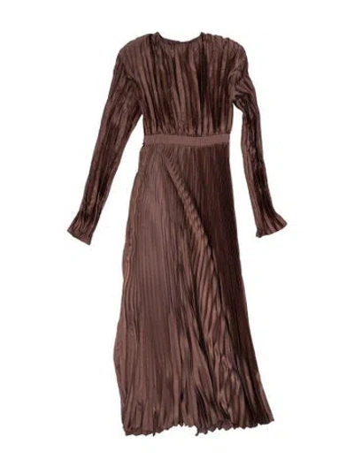 Pre-owned L'idée Crew Neck Long Dress In Brown