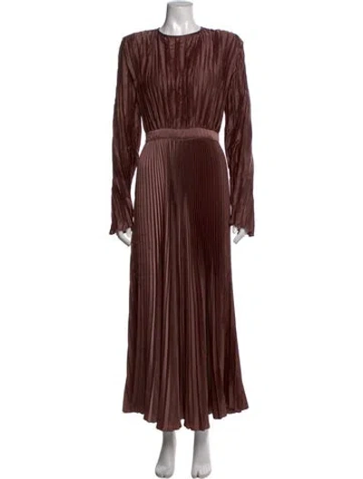 Pre-owned L'idée Crew Neck Long Dress In Brown