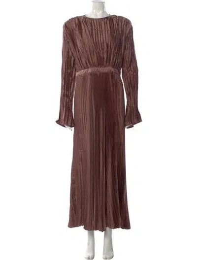 Pre-owned L'idée Crew Neck Long Dress In Brown