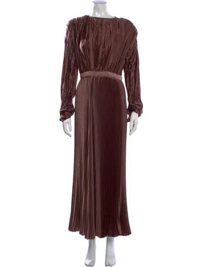 Pre-owned L'idée Crew Neck Long Dress In Brown