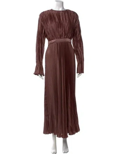 Pre-owned L'idée Crew Neck Long Dress In Brown