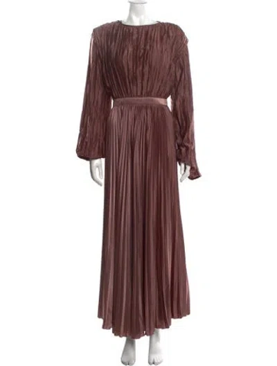 Pre-owned L'idée Crew Neck Long Dress In Brown/metallic