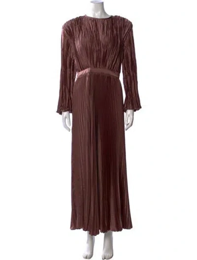 Pre-owned L'idée Crew Neck Long Dress In Multicolor