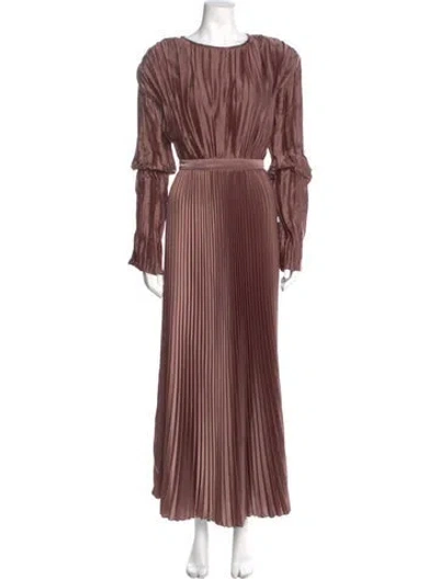 Pre-owned L'idée Crew Neck Long Dress In Pink