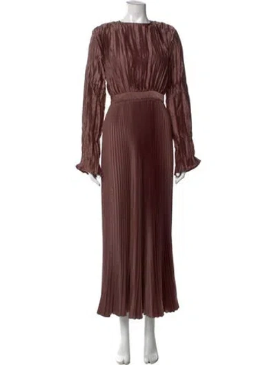 Pre-owned L'idée Crew Neck Long Dress In Pink