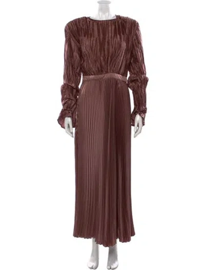 Pre-owned L'idée Crew Neck Long Dress In Pink