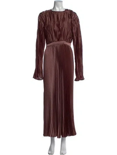 Pre-owned L'idée Crew Neck Long Dress In Red