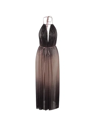 L'idée Daphne Pleated Halterneck Midi Dress In Gray