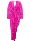 L'idée De Luxe Pleated Crepe Gown In Pink