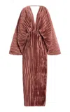 L'idée Deluxe Pleated V-neck Gown In Pink