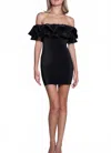 L'idée Sirene Off-shoulder Puff-sleeve Pleated Midi Column Dress In Black