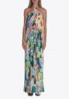 L'idée Deese Halterneck Floral Plisse Maxi Dress In Multicolor