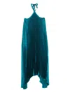 L'idée Deesse Pleated Halterneck Gown In Blue